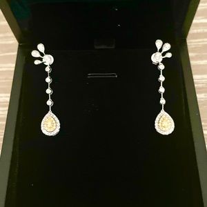 Drop earrings, diamonds 18k solid gold